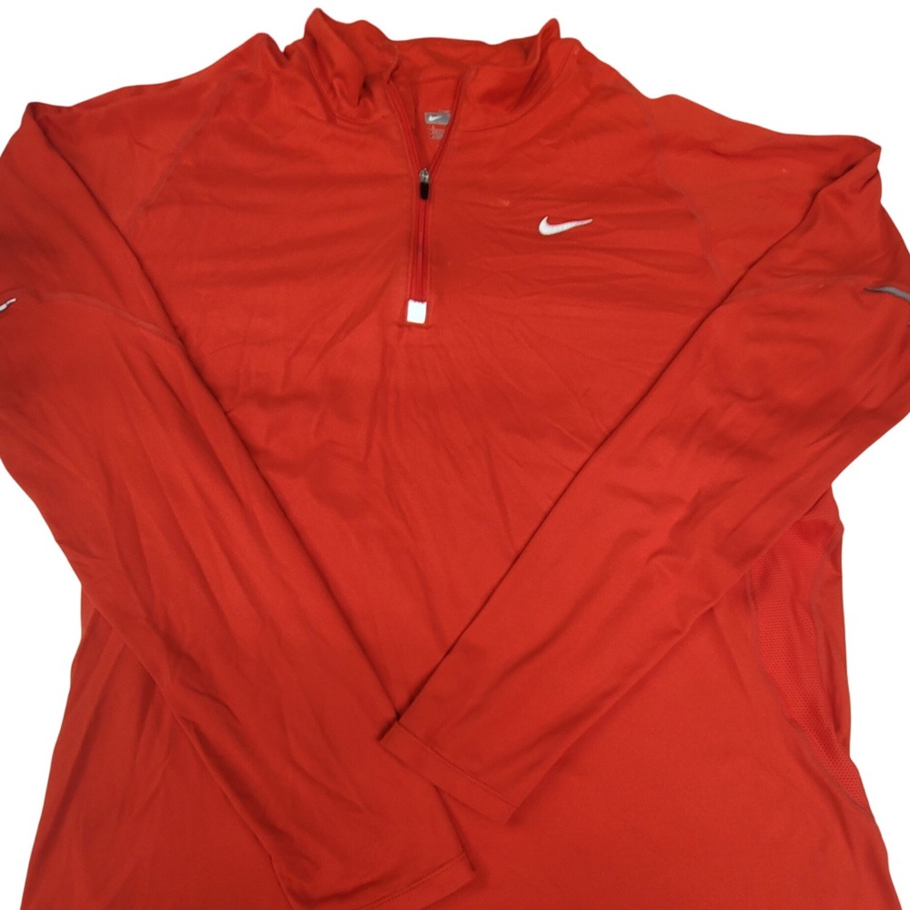 Nike Dri-FIT Half Zip Pullover Long Sleeve‎ Running Top Mens Large Red